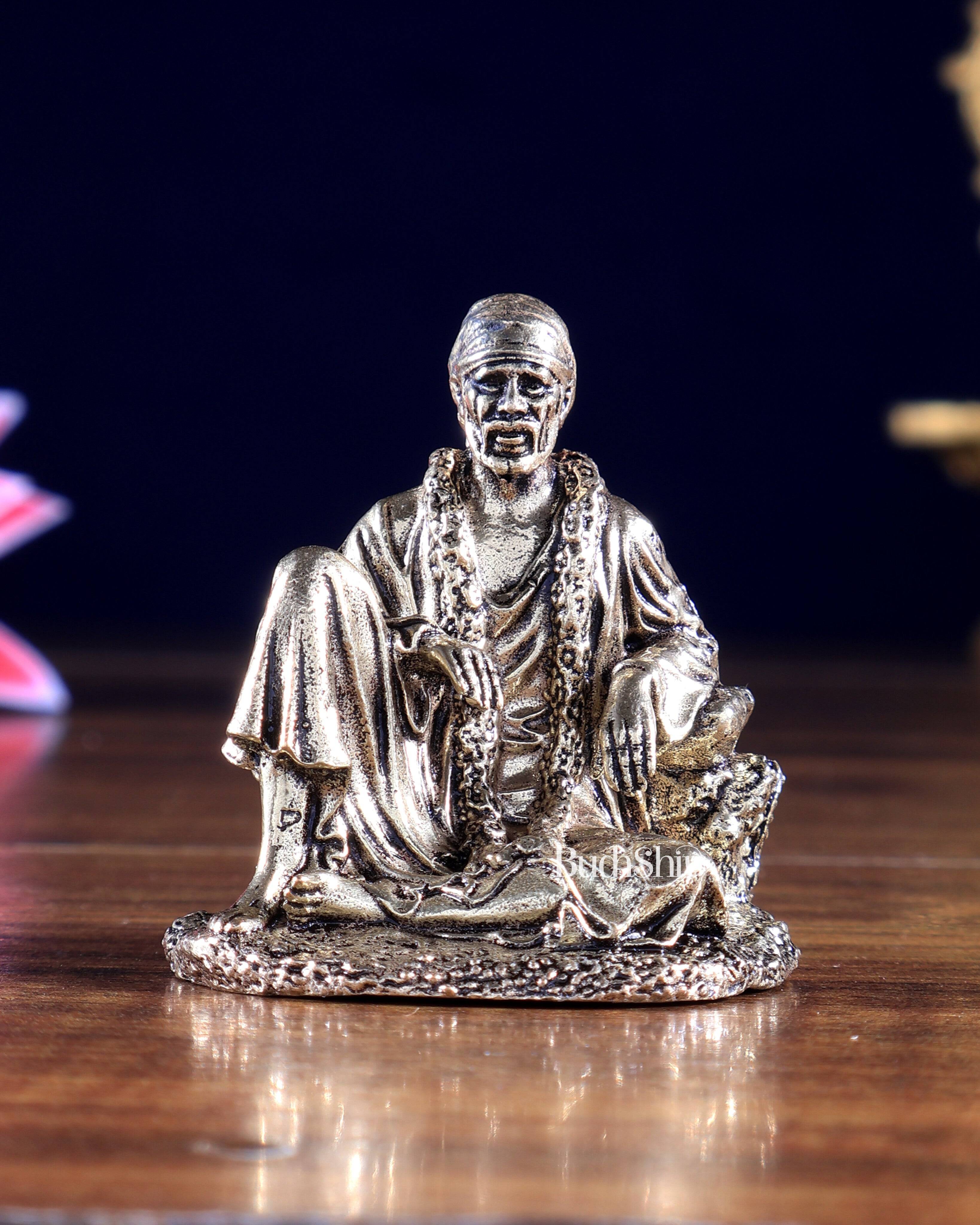 Brass Miniature Sai Baba Idol – Pocket-Size