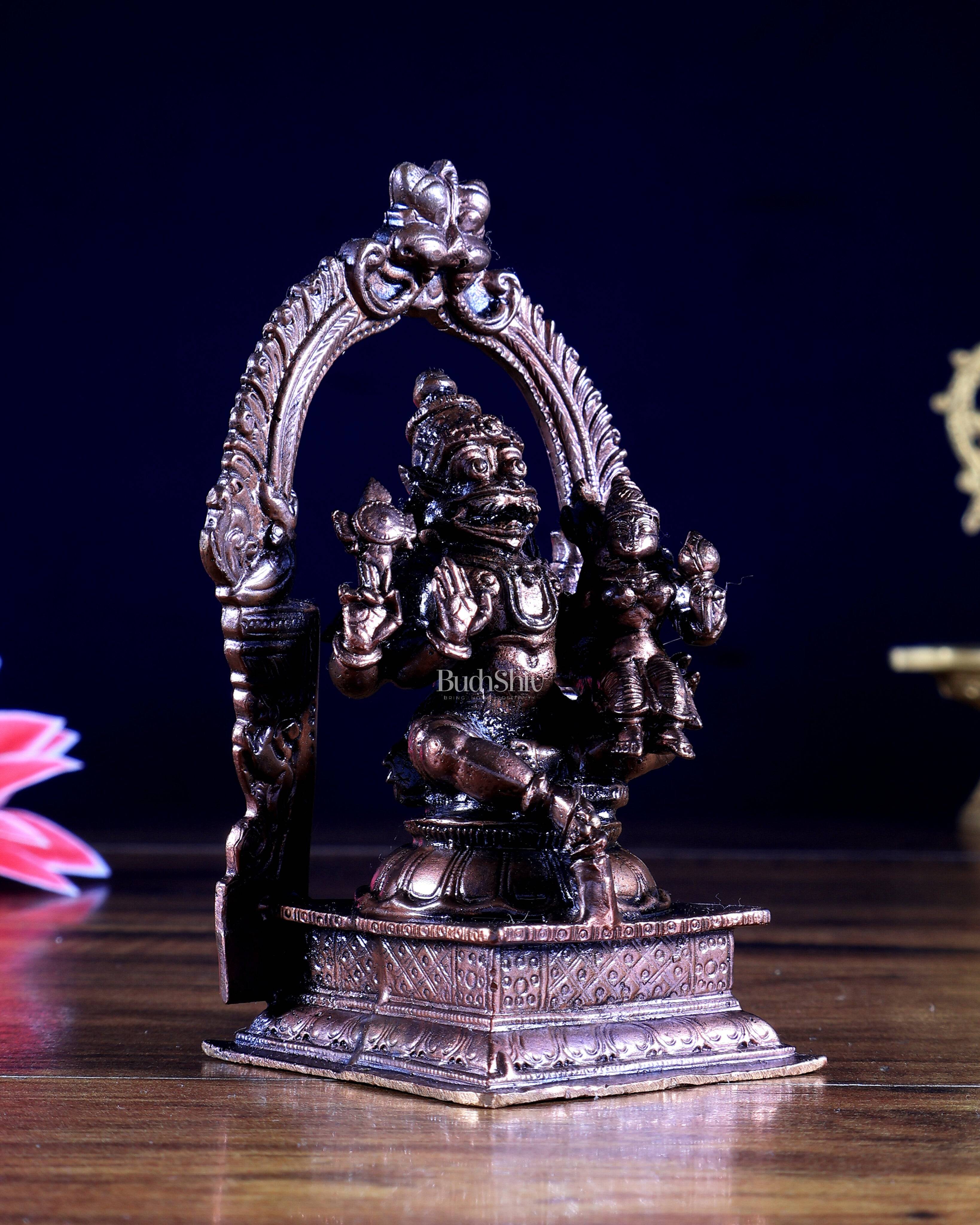 Buy Pure Copper Lakshmi Narasimha Swamy with Prabhavali Idol 4.5 inch ...
