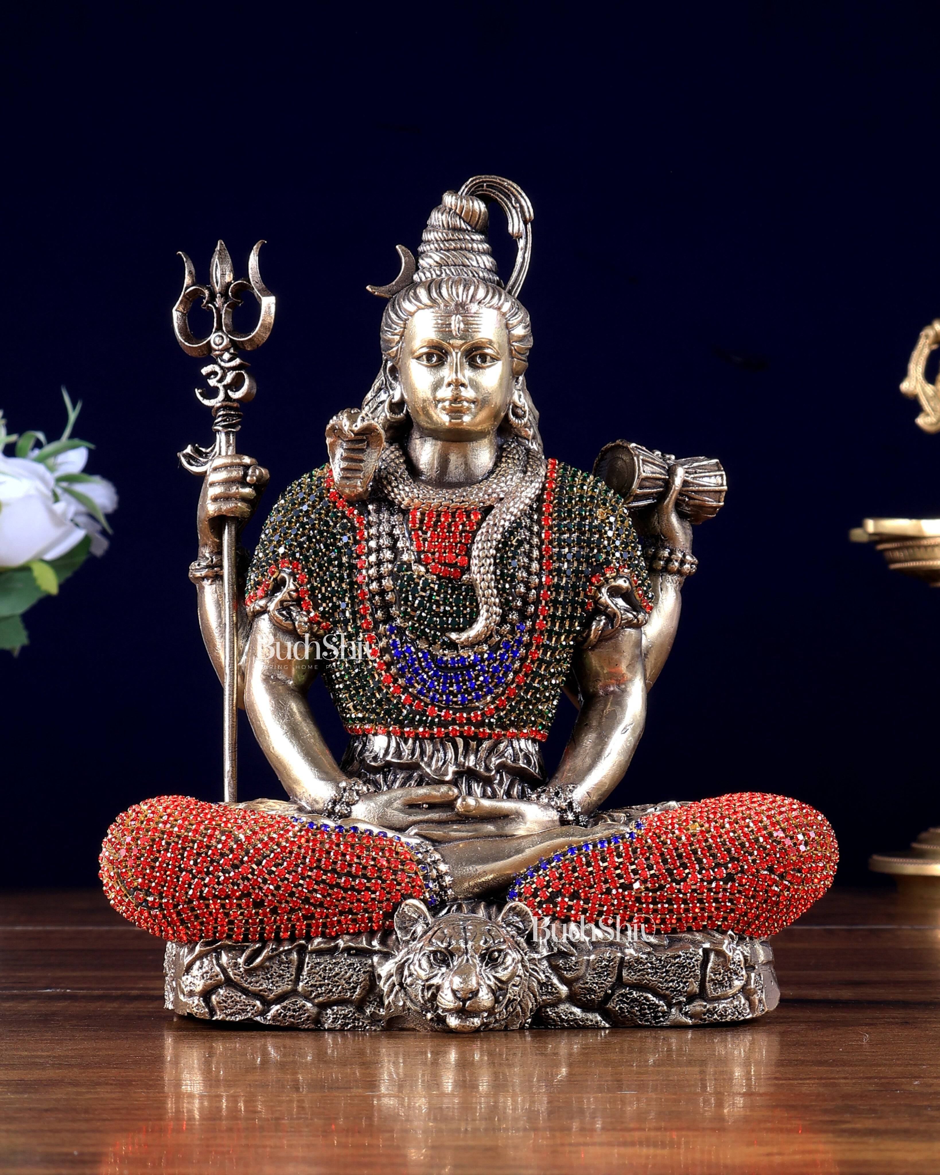 Brass Superfine Lord Shiva Statue – 7 Inch jewellery work