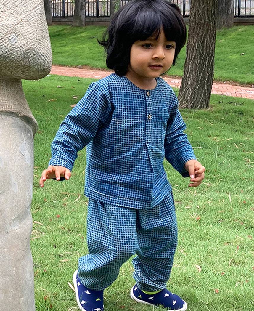 Indigo Checks Kurta Set