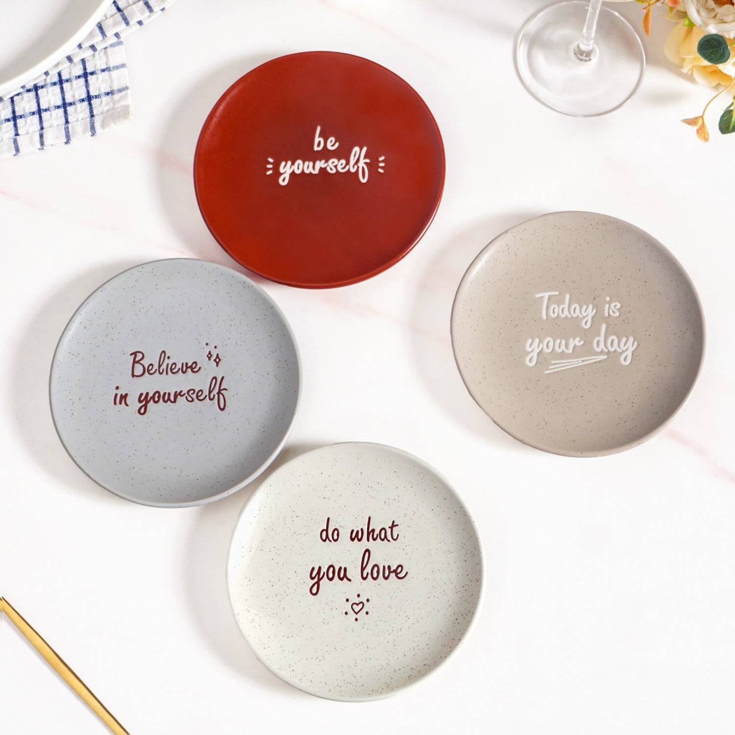 Inspiration Quotes Small Plate Set Of 4 15cm buy only at ₹1050