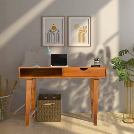 Aidos Solid Wood Study Table in Provincial Teak Finish