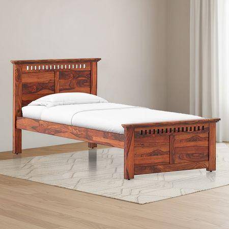 Fidora Solid Wood Single Bed In Honey Finish