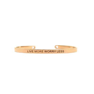 Live More, Worry Less Rose Gold Mantra Band