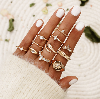 Dare To Be Gold Set of 11 Rings