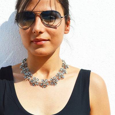 Vintage Charm Silver Floral Necklace