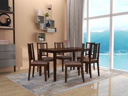 Monterey 6 Seater Dining Set with 6 Chairs (Rubberwood, Dark Cappuccino Finish)