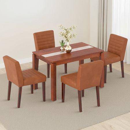 Atlas Crest Storage Solid Wood 4 Seater Dining Table With Ludo Dining Chairs