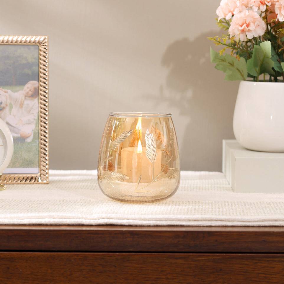 Kline Glass Candle Holder - Tinted Gold