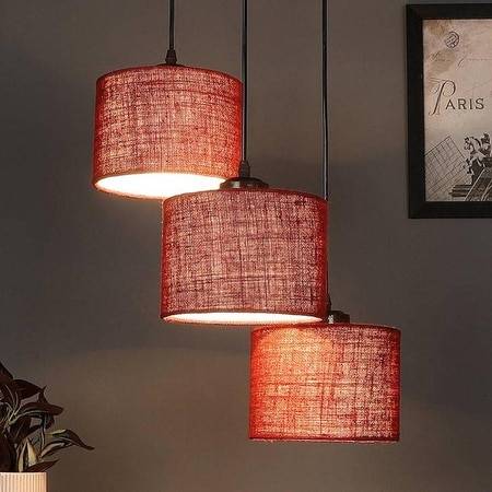 Princeton Maroon Natural Fiber Cluster Hanging Light