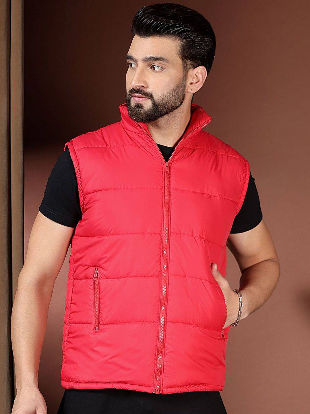 Kotty Men Stand Collar Solid Puffer Jacket
