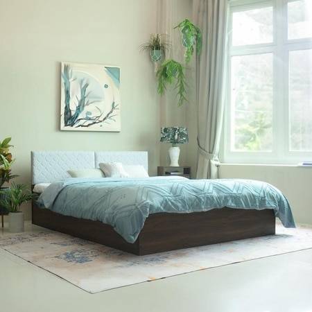 Citta Engineered Wood Queen Size Bed In Walnut Finish