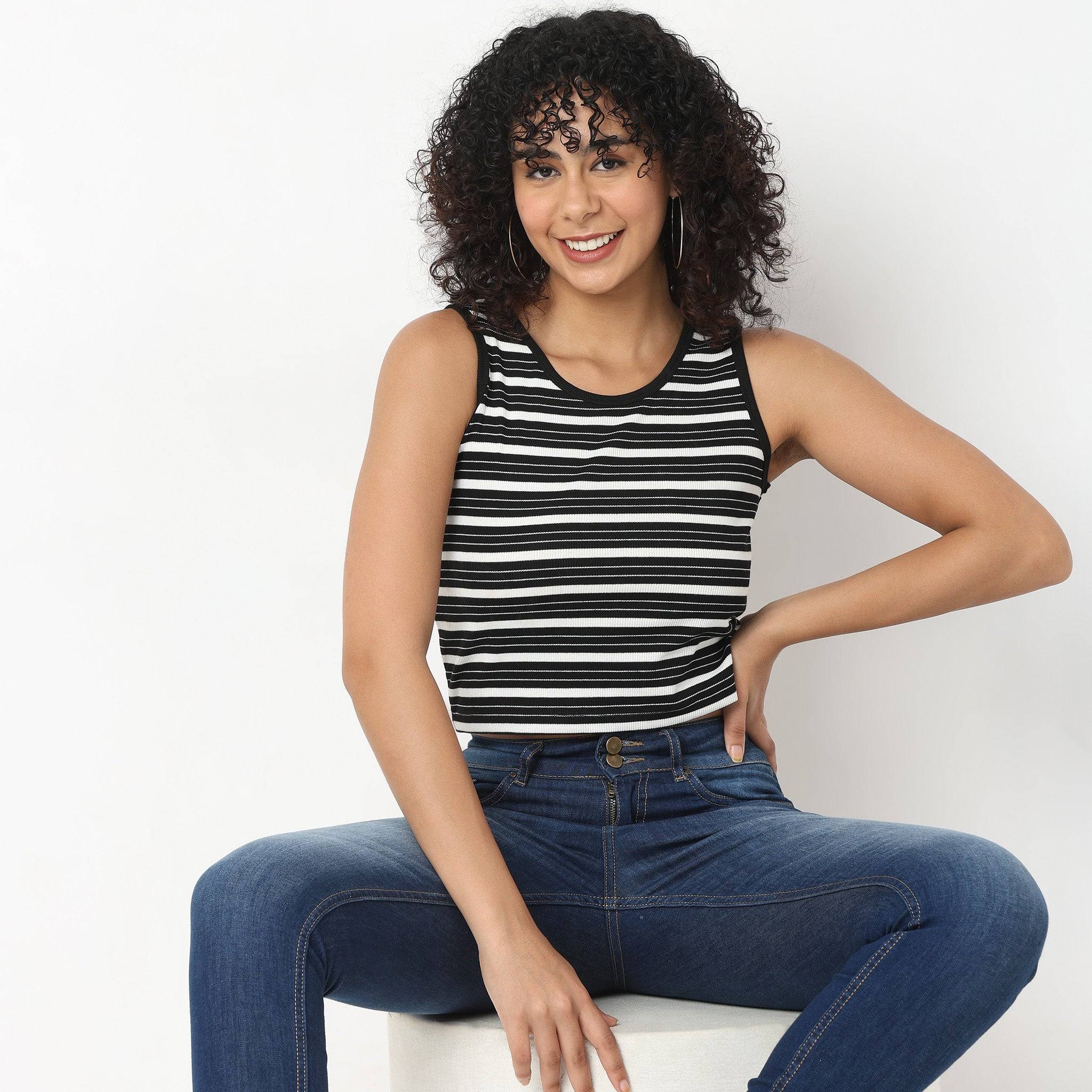 Slim Fit Striped Tank Top