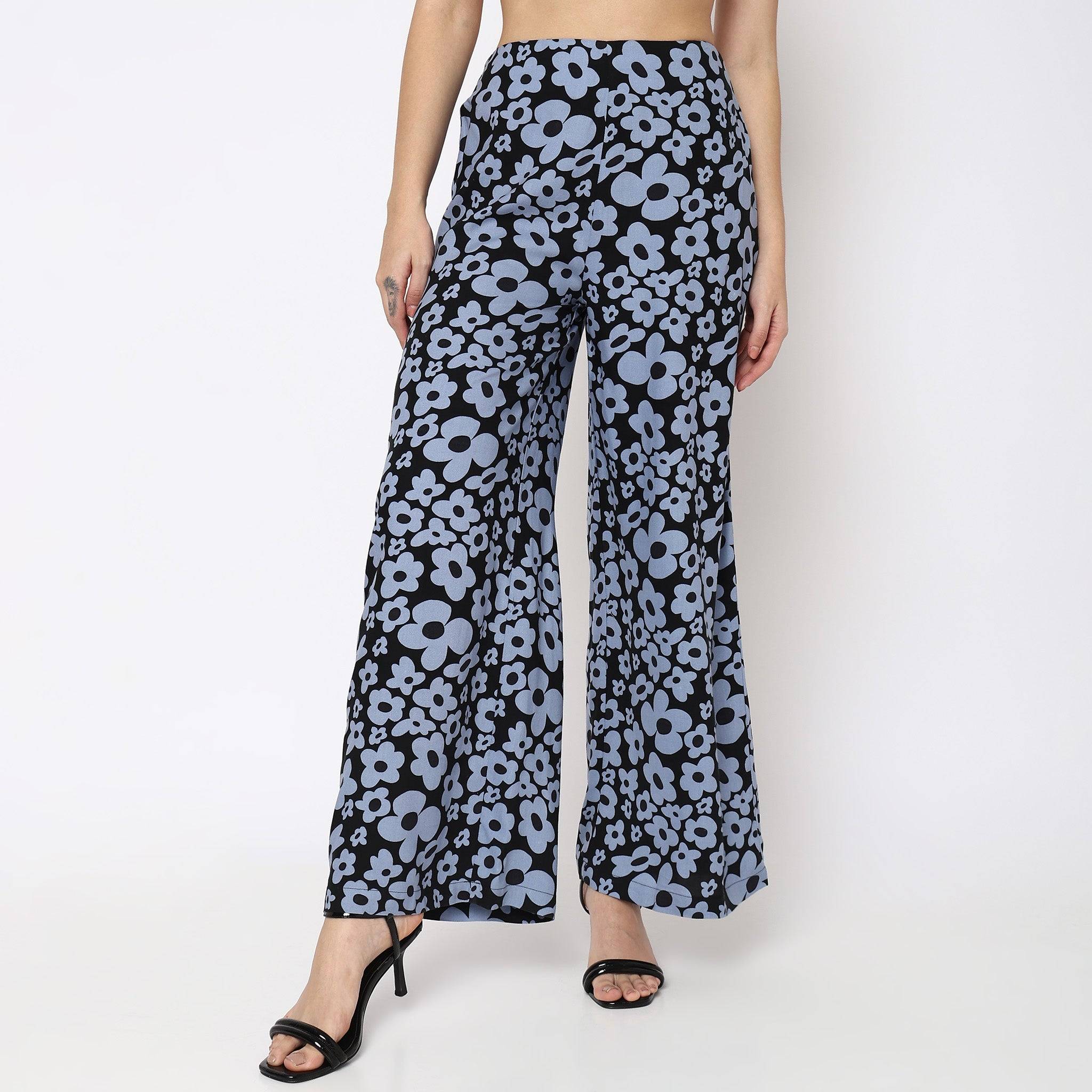 Flare Fit Floral Mid Rise Palazzos