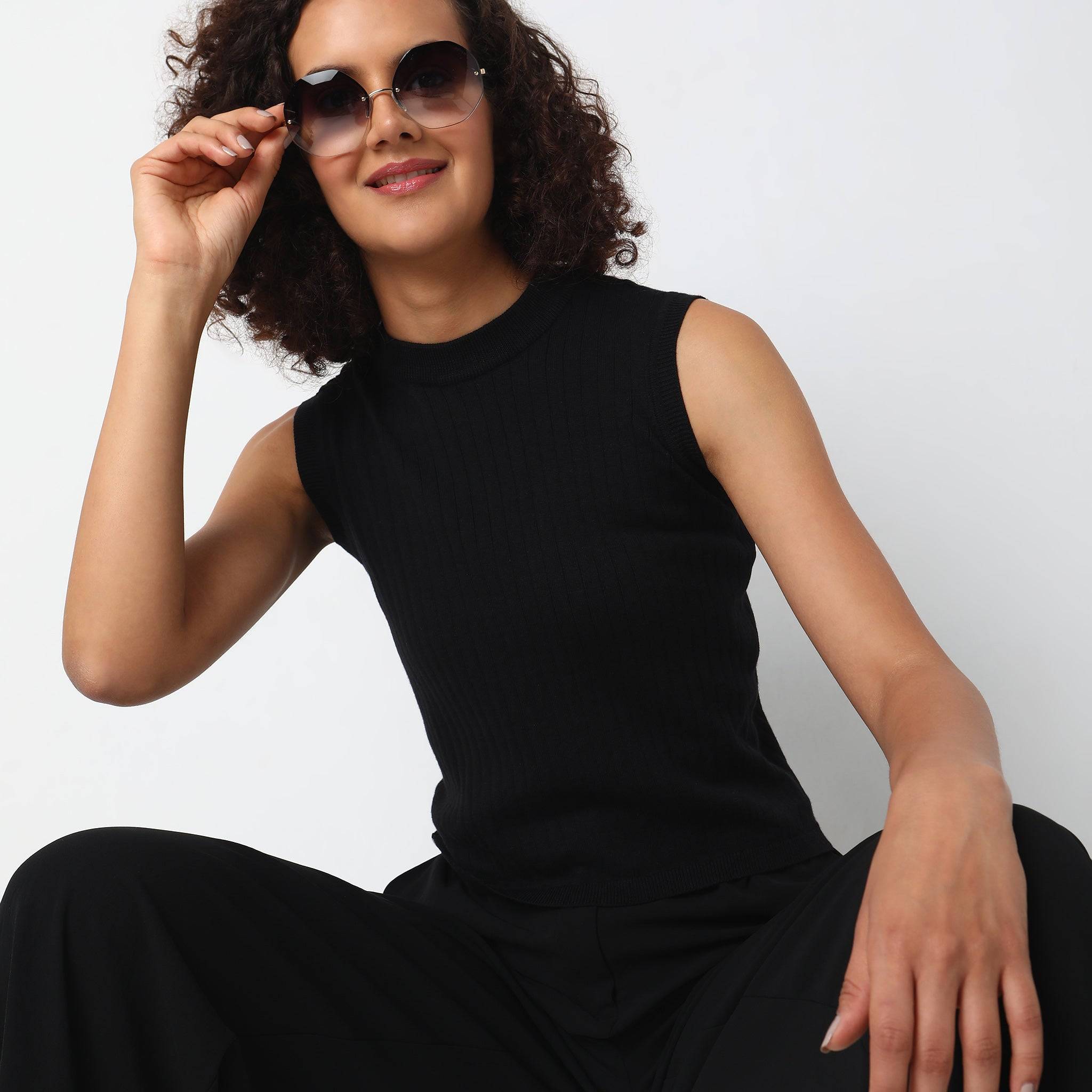 Knitted Solid T-Shirt