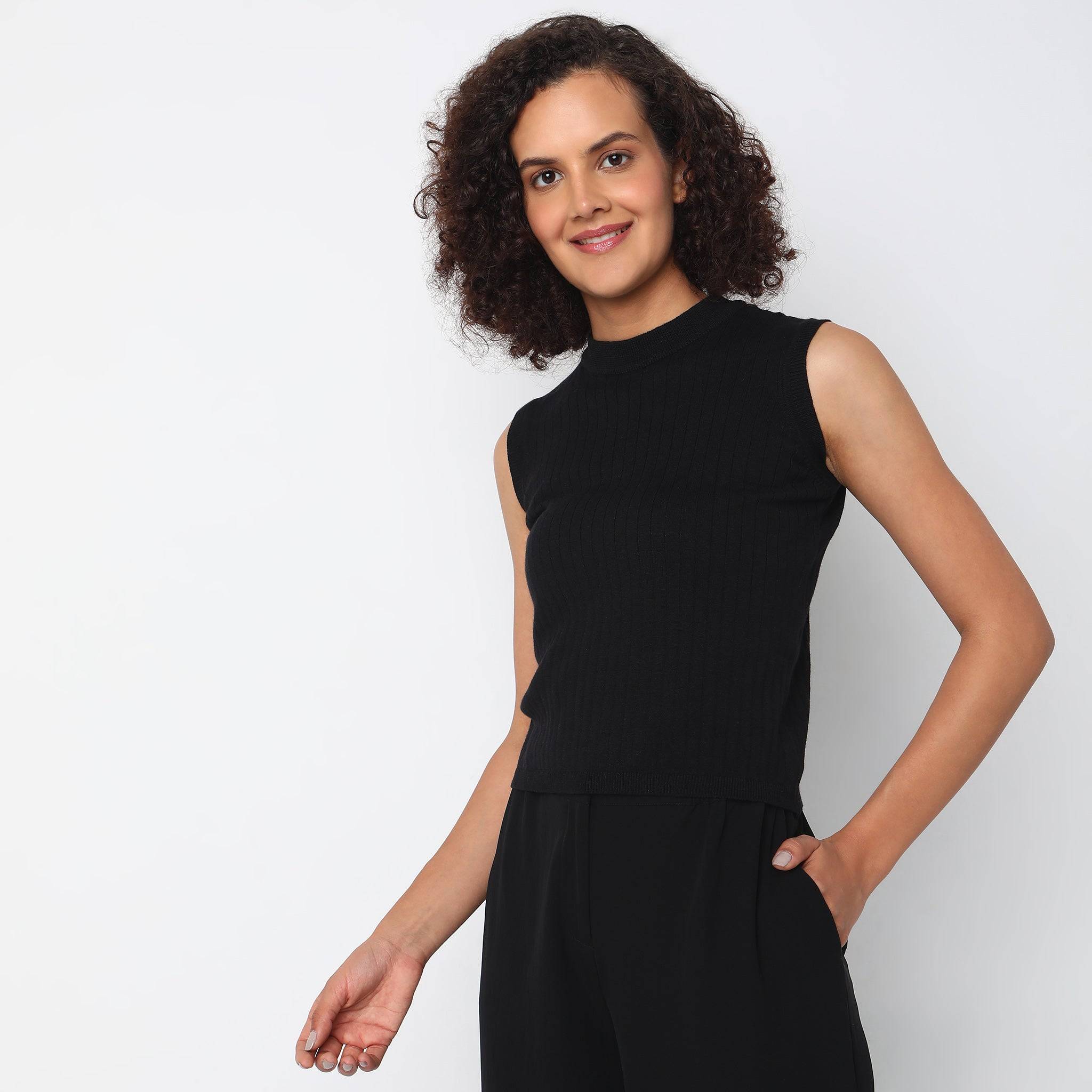 Knitted Solid T-Shirt