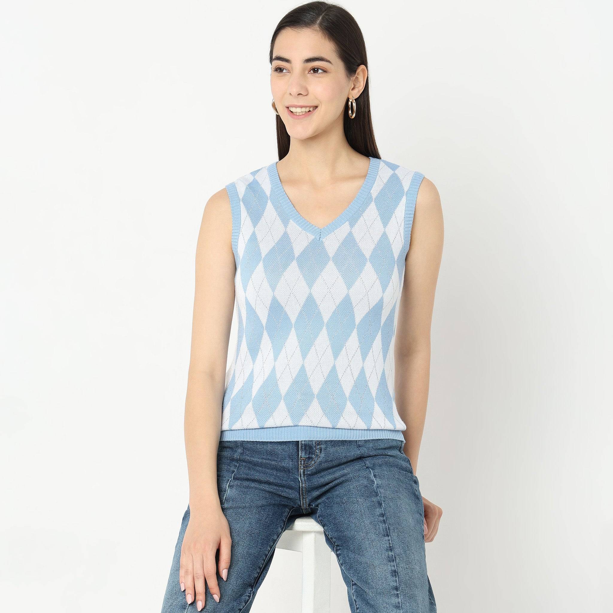 V-Neck Jacquard T-Shirt