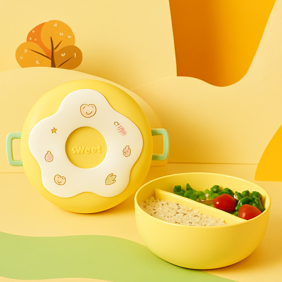 Microwave-Safe Donut Lunch Box – Leak-Proof, Multi-Compartment, Portable Round Bento Box (Pastel Random Colors) (Pack of 1) Buy @ ₹199