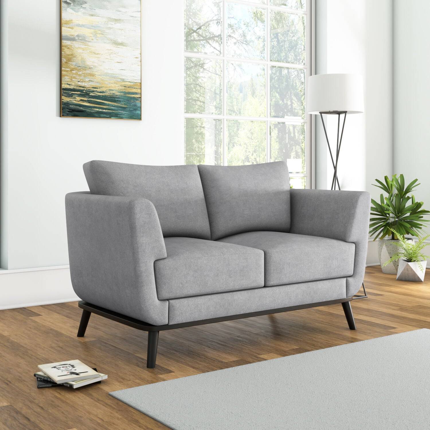 Lydia 2 Seater Fabric Sofa- Grey