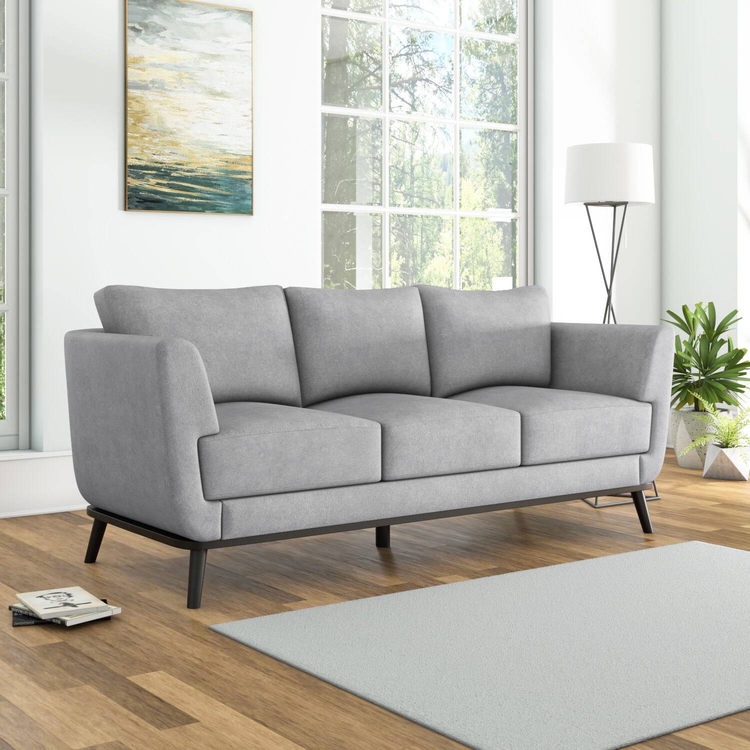 Lydia 3 Seater Fabric Sofa- Grey