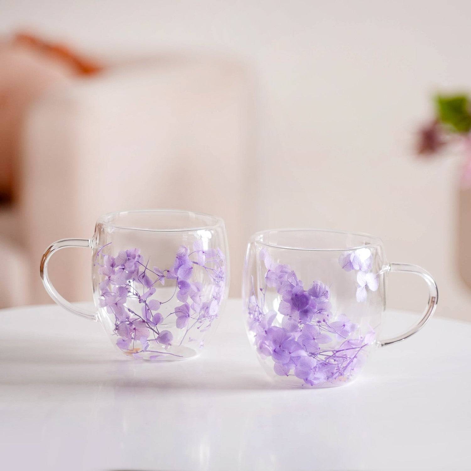 Lavender Flowers Inside Double Walled Coffee Mug Set Of 2 250ml buy only at ₹750
