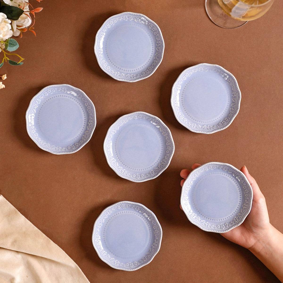 Lavender Round Small Dessert Plate Set Of 6 4.5" buy only at ₹1250