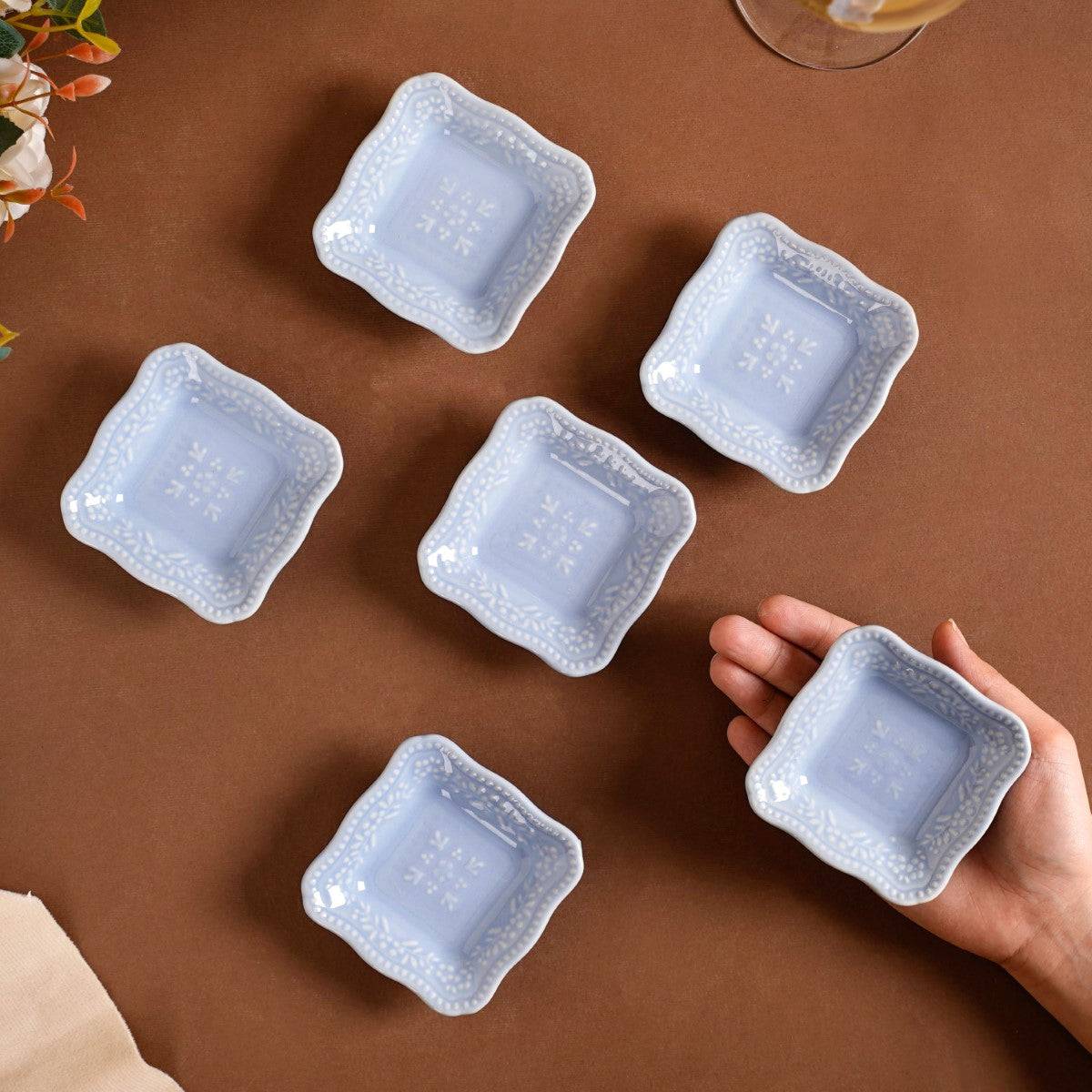 Small Square Dessert Plate Set Of 6 Lavender 3" x 3"