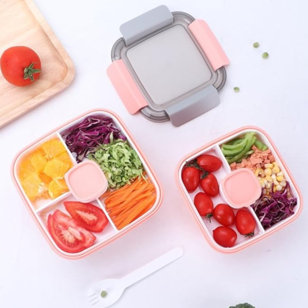 Anjani 3-Compartment Plastic Lunch Box – Leak-Proof Snack & Meal Box for Kids & Office Use (Random Color) (Pack of 1) Buy @ ₹199