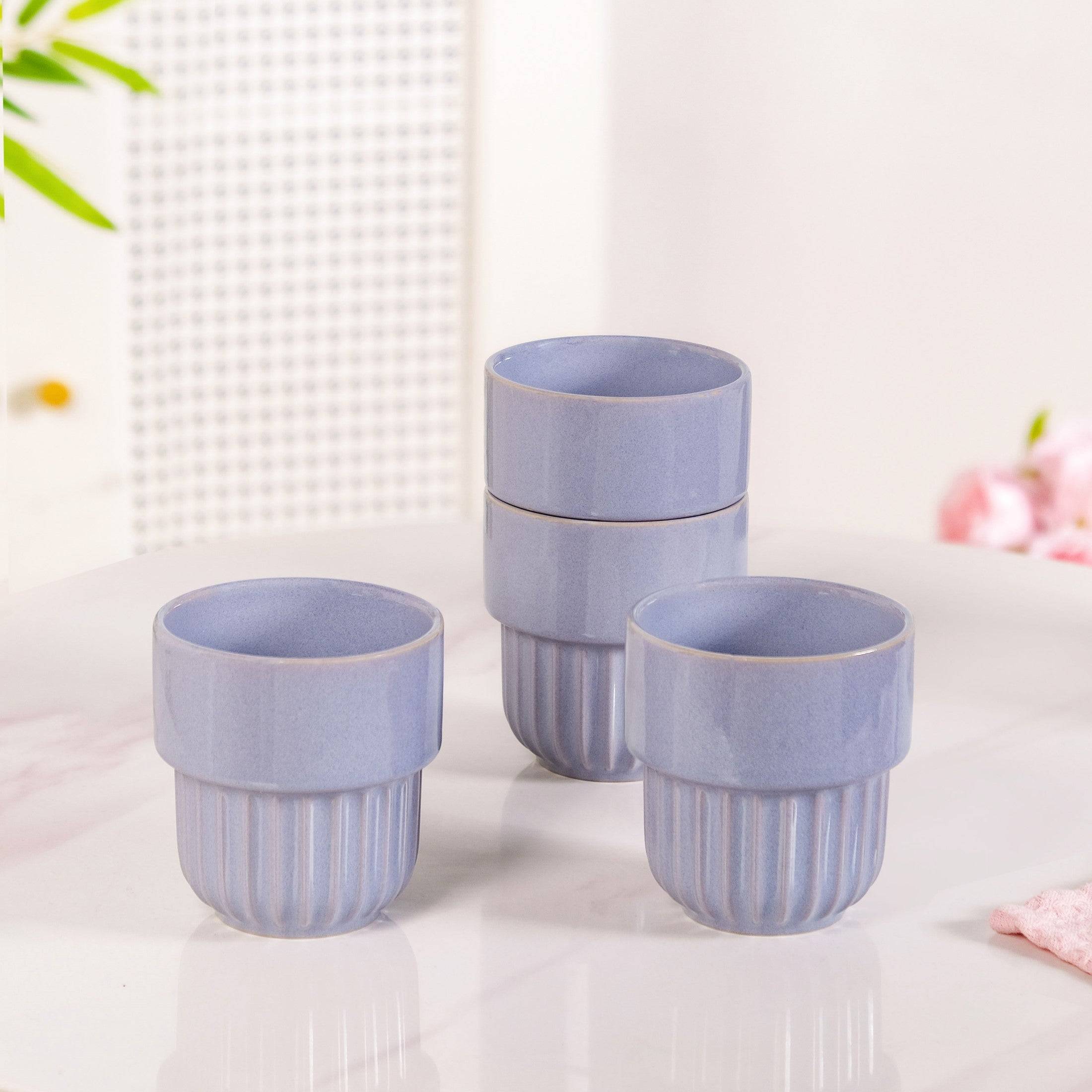 Snugsy Lilac Stackable Ceramic Cup Set Of 4 280ml
