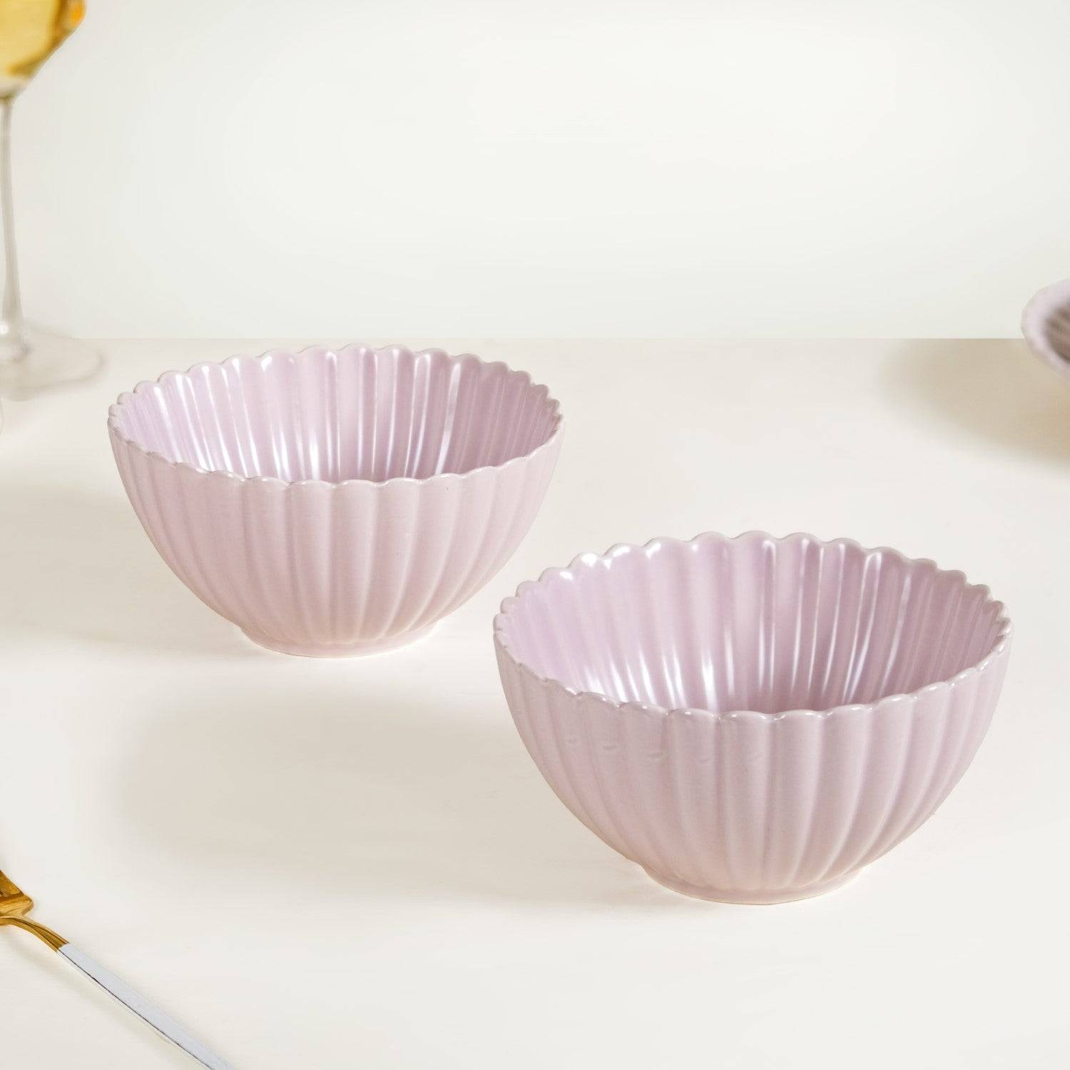 Lilac Scallop Serving Bowls Set Of 2 Small 800ml