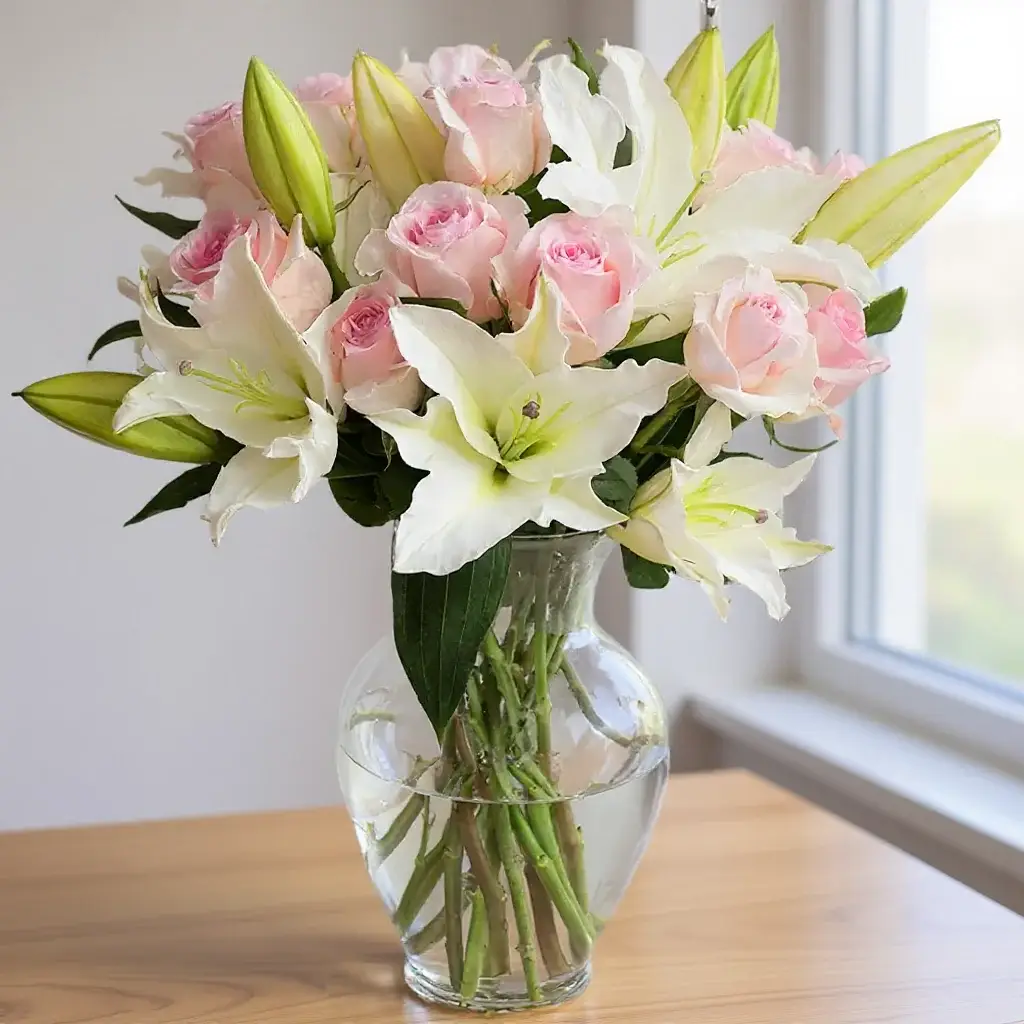 Lilies & Roses in a Vase
