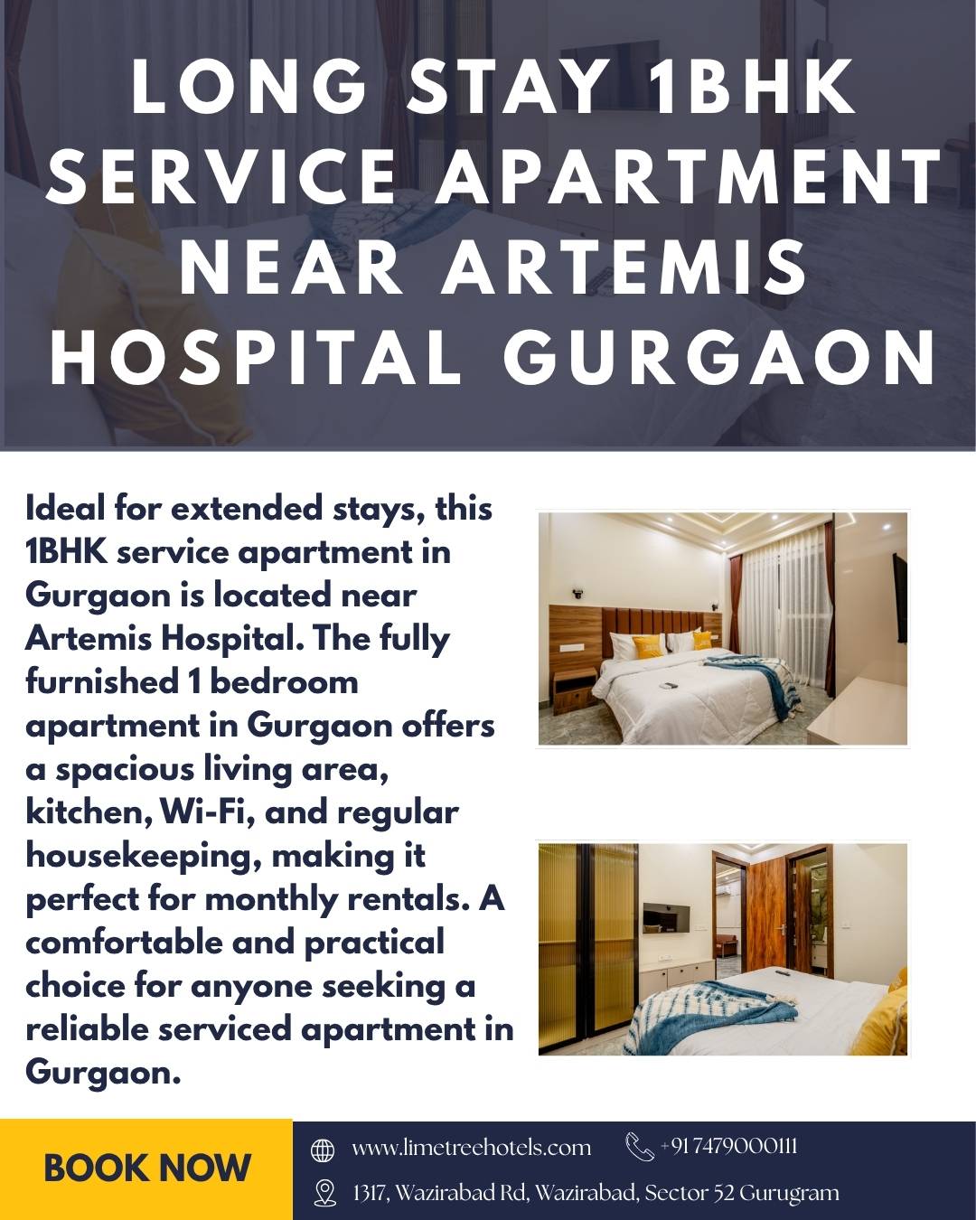 Fully Furnished 1BHK Service Apartment Near Artemis Hospital Gurgaon