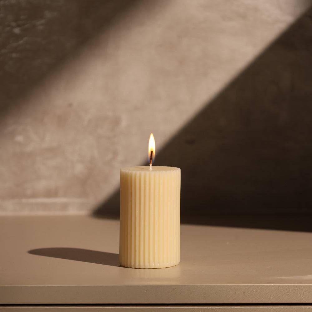 Fluted Column Candle Small - Cream