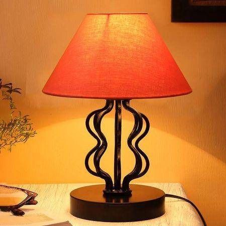 Sawyer Orange cotton Shade Iron Table Lamp