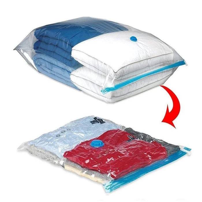 Vacuum Storage Bags – Set of 5 (2 Small, 2 Medium, 1 Large) with Pump, Air-Tight Compression Bags for Clothes & Travel Buy @ ₹299