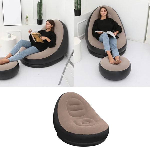 Air Inflatable Folding Sofa – Portable Leisure Sofa Chair with Footstool, Comfortable Inflatable Lounge Seat Buy @ ₹1999