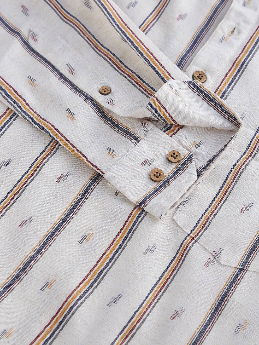 Modish Multicolour Striped Linen Kurta Buy only at ₹599
