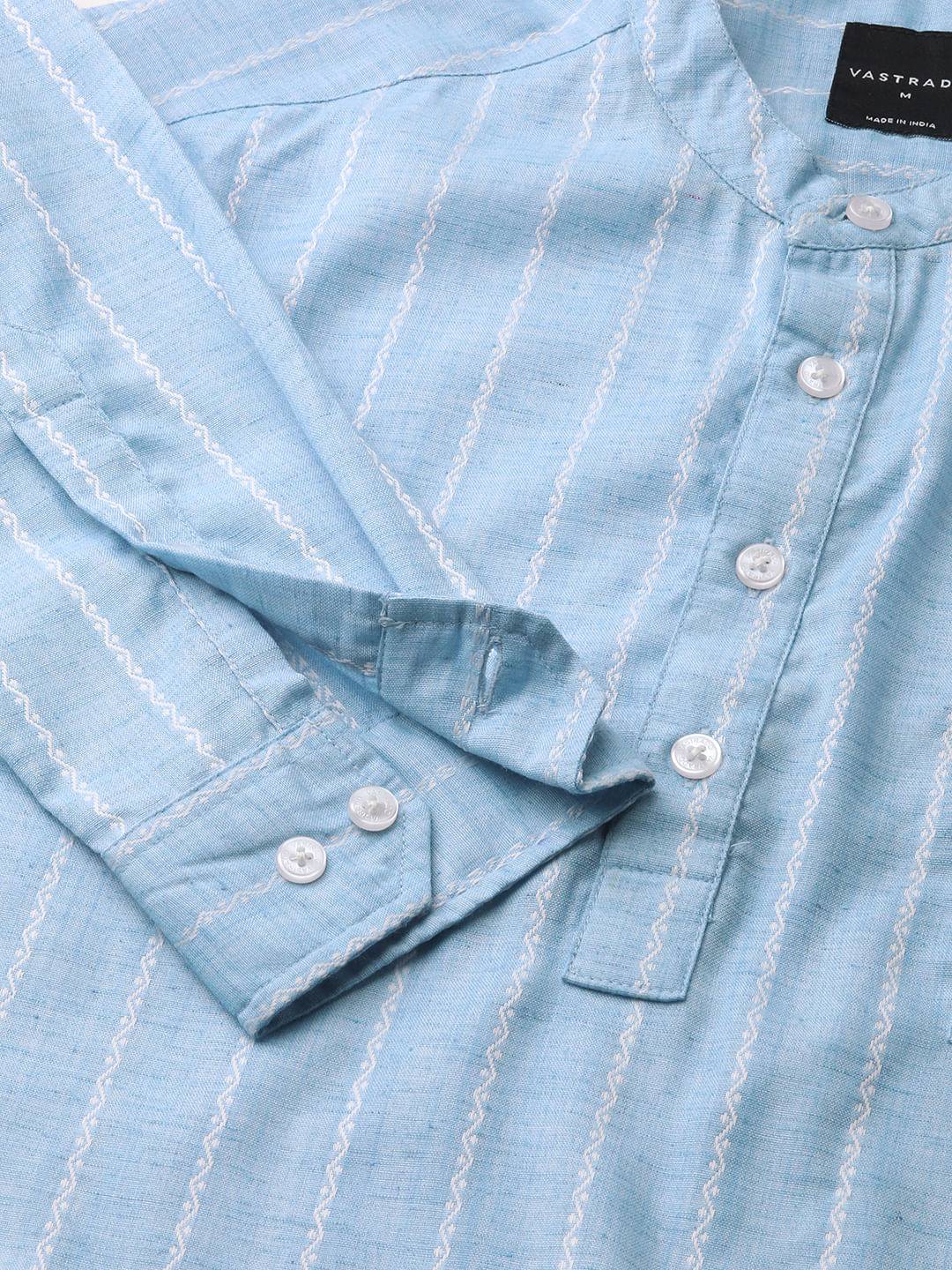 Sky Blue Dobby Striped Kurta Buy only at ₹659