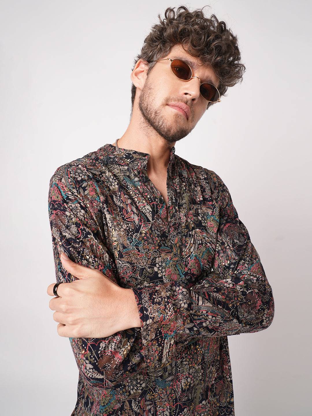 Aesthetic Navy Foil Printed Kurta Buy only at ₹799