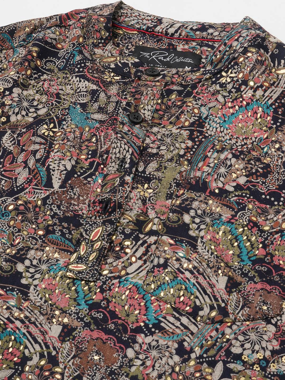 Aesthetic Navy Foil Printed Kurta Buy only at ₹799