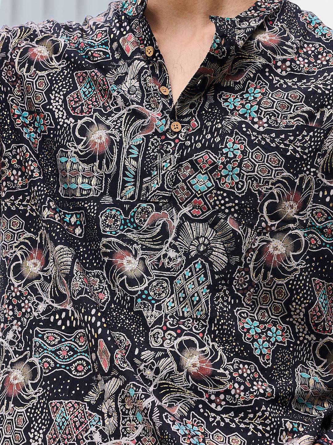 Picturesque Black Foil Printed Kurta Buy only at ₹759