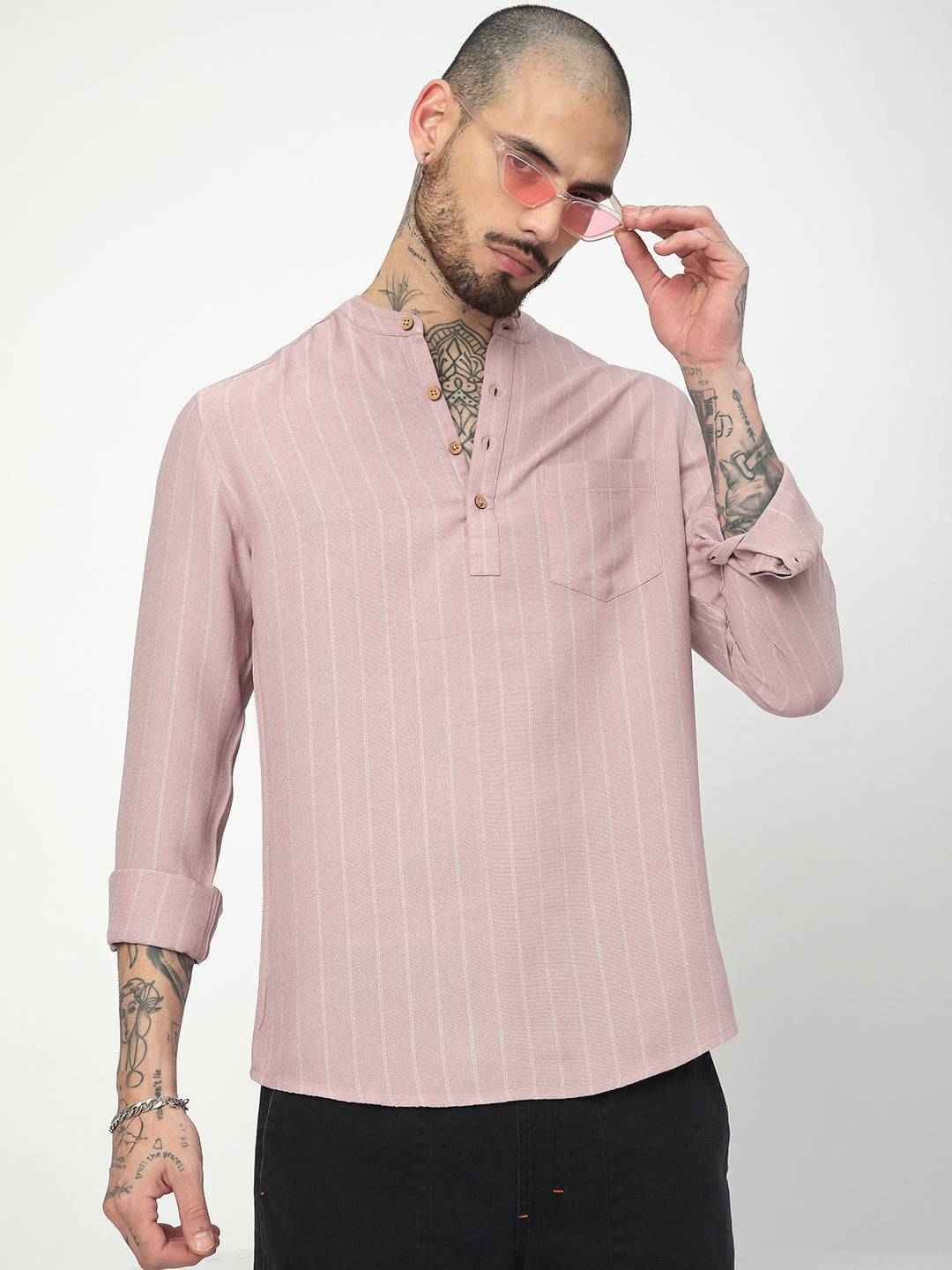 Dark Pastel Pink Striped Kurta Buy only at ₹699