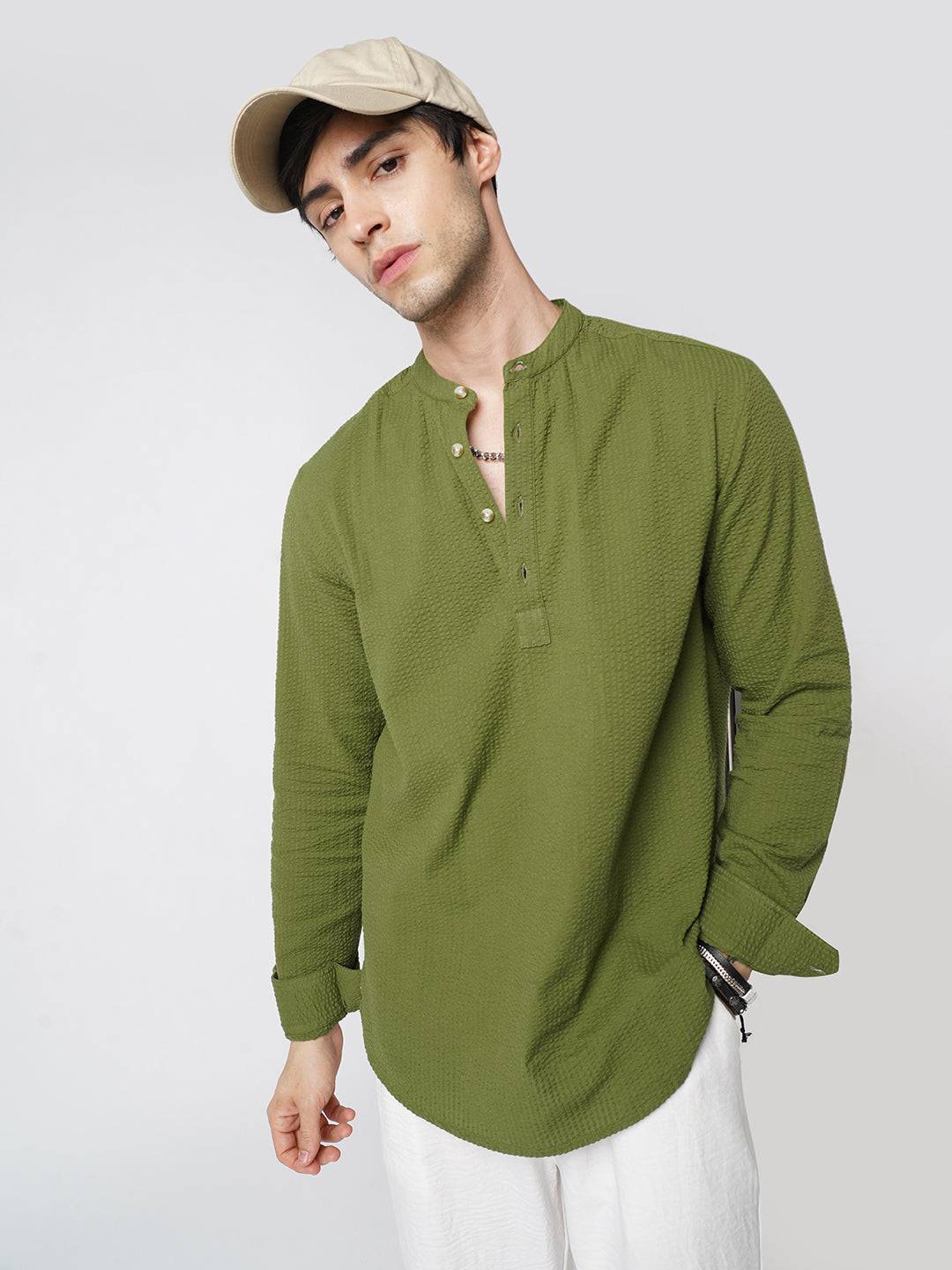 Basil Green Seersucker Kurta Buy only at ₹699