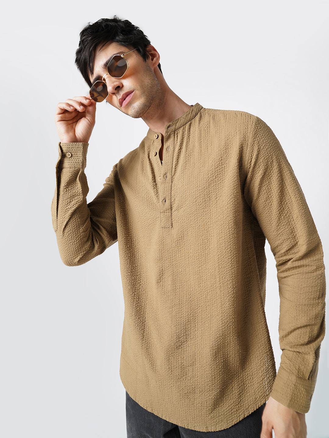 Peanut Brown Seersucker Kurta Buy only at ₹699