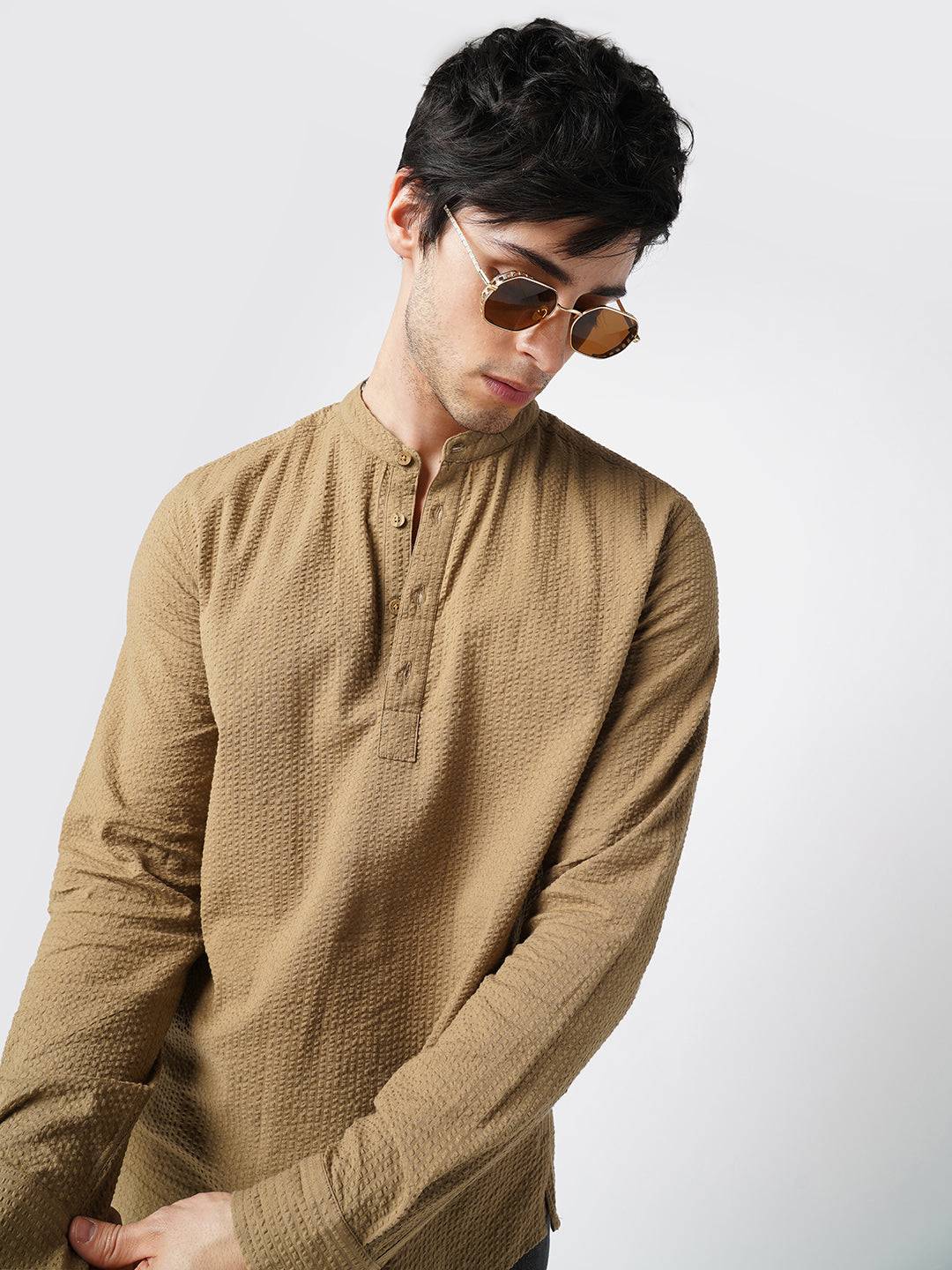 Peanut Brown Seersucker Kurta Buy only at ₹699