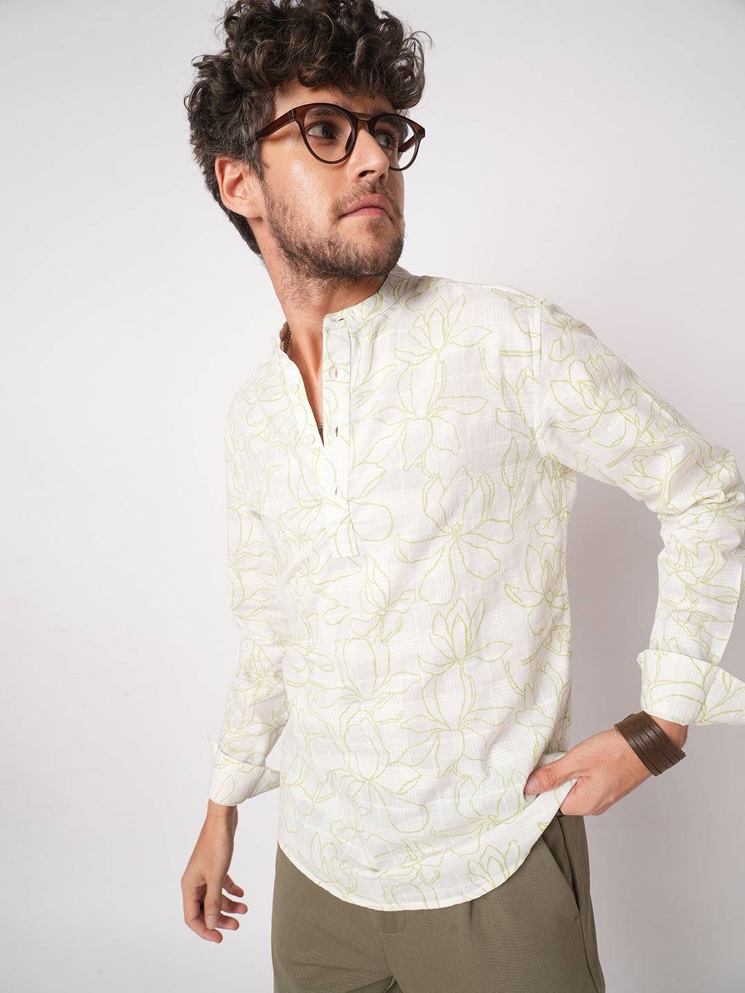 White Wildflower Sketch Kurta Buy only at ₹759