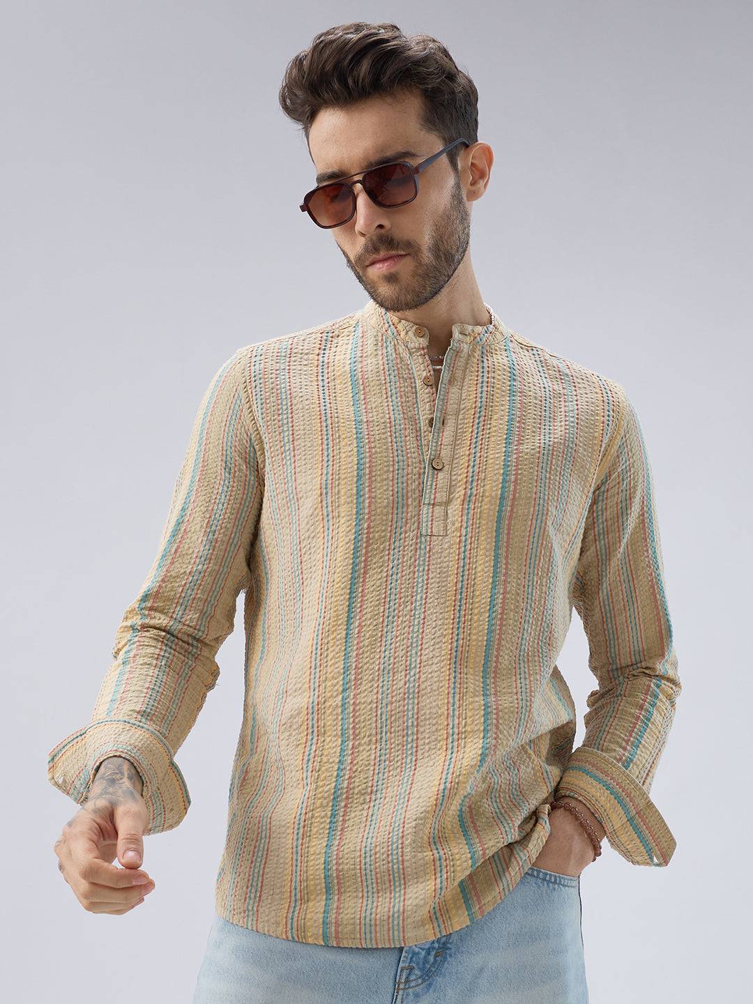 Multicolor Sundown Seersucker Striped Kurta Buy only at ₹799