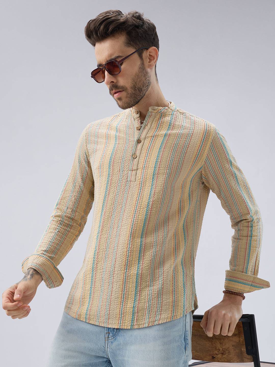 Multicolor Sundown Seersucker Striped Kurta Buy only at ₹799