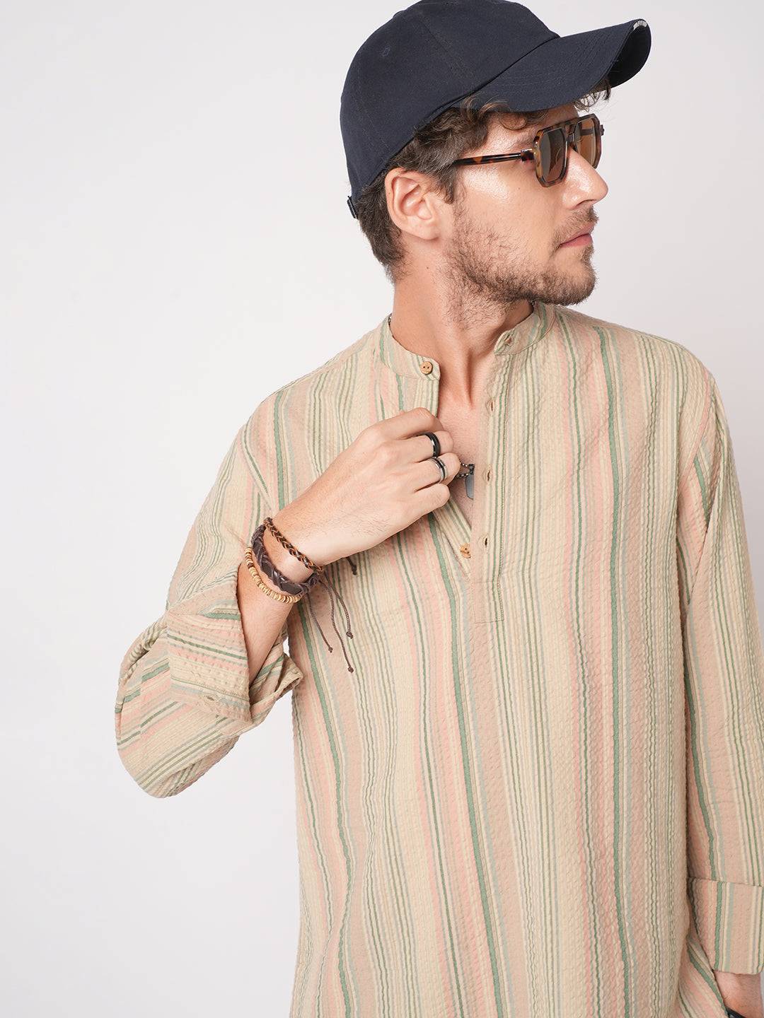 Nomad Stripe Fusion Seersucker Kurta Buy only at ₹759