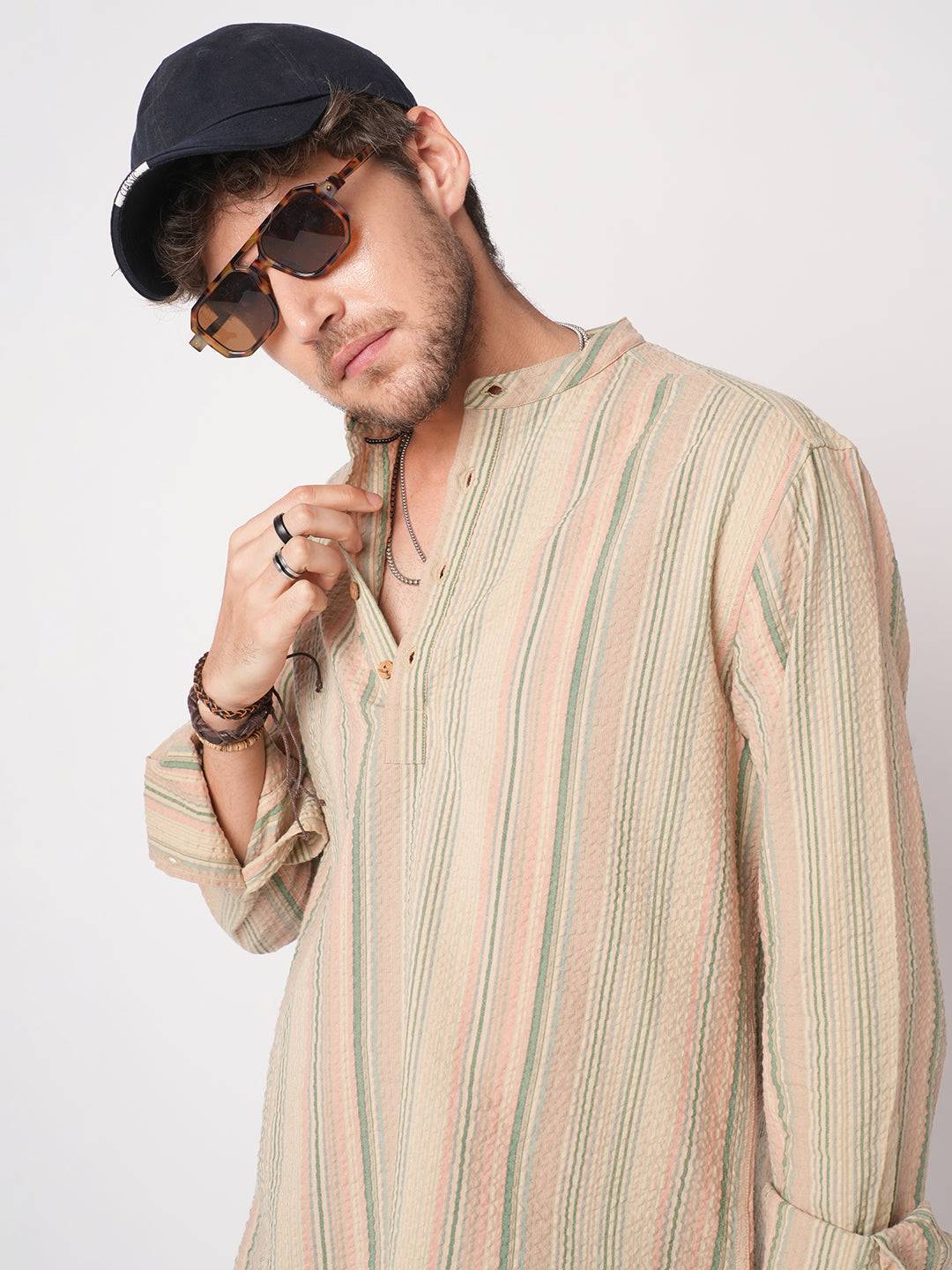 Nomad Stripe Fusion Seersucker Kurta Buy only at ₹759